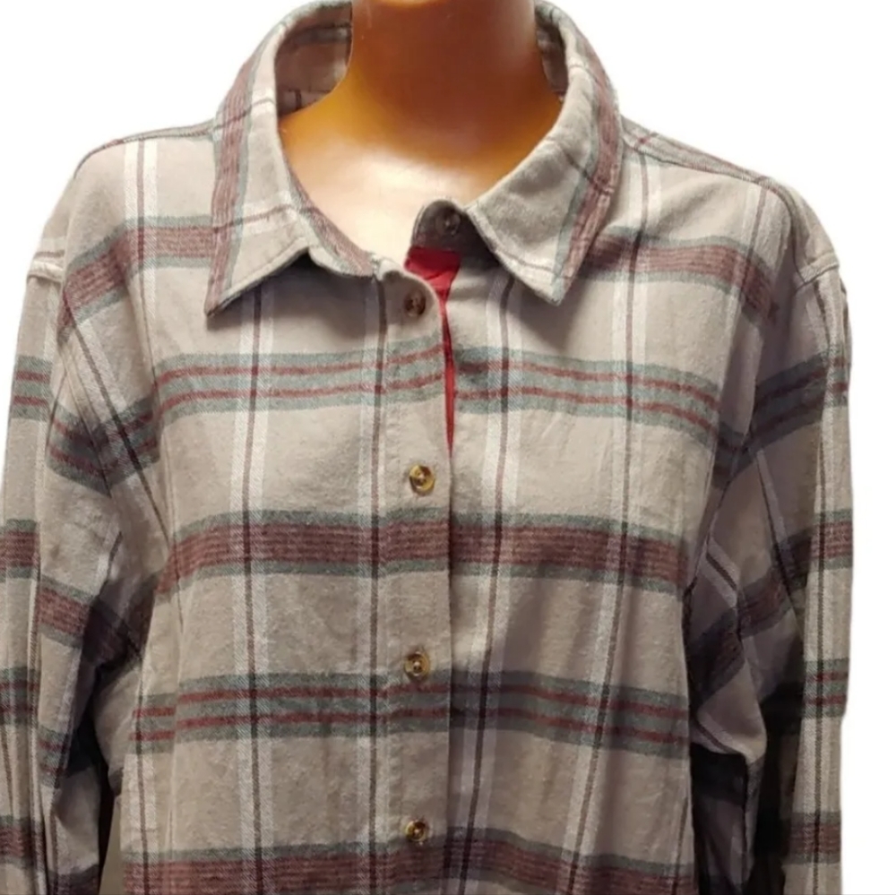 Evy's Tree The Amy Shirt Flannel Woman XXL Fairy Coastal Plaid Button Preppy